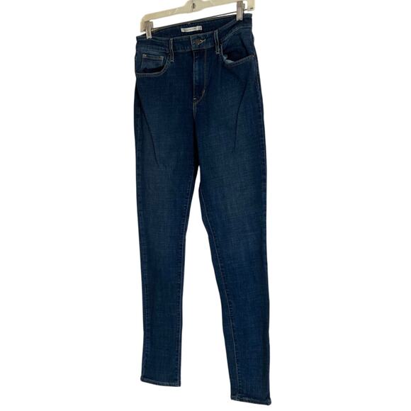 Levis 721 Blue Story High Rise Skinny Dark Wash Tailored Stretchy Jeans Size 29 - Picture 15 of 15